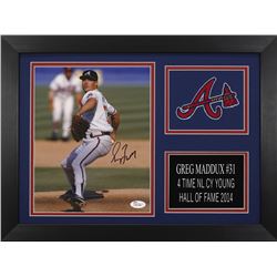 Greg Maddux Signed Braves 14x18.5 Custom Framed Photo Display (JSA COA)