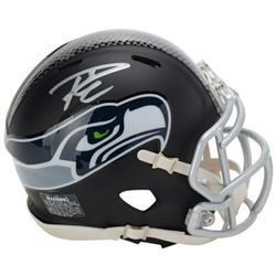 Russell Wilson Signed Seattle Seahawks Custom Matte Black Mini Speed Helmet (Fanatics Hologram)