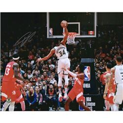 Giannis Antetokounmpo Signed Milwaukee Bucks "Vs. Raptors" 16x20 Photo (Fanatics Hologram)