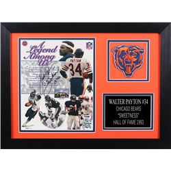 Walter Payton Signed Bears 14x18.5 Custom Framed Photo Display (PSA LOA)