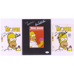 Lot of (3) Dan Castellaneta Signed "The Simpsons Movie" Items with Custom Matted Postcard  (2) DVD C