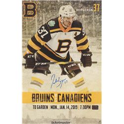 Patrice Bergeron Signed Boston Bruins 11x17 Game Poster (Bergeron COA)