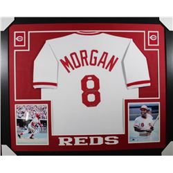 Joe Morgan Signed Cincinnati Reds 35x43 Custom Framed Jersey Inscribed "HOF 90" (JSA COA)