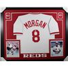 Image 1 : Joe Morgan Signed Cincinnati Reds 35x43 Custom Framed Jersey Inscribed "HOF 90" (JSA COA)