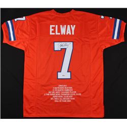 John Elway Signed Denver Broncos Career Highlight Stat Jersey (Beckett COA)