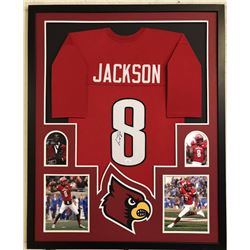 Lamar Jackson Signed Louisville Cardinals 34x42 Custom Framed Jersey (JSA COA)