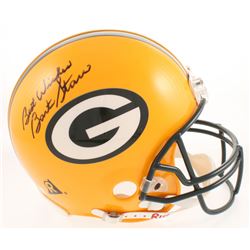 Brett Favre  Bart Starr Signed Green Bay Packers Full-Size Authentic Helmet Inscribed "Best Wishes" 