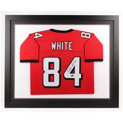Roddy White Signed Atlanta Falcons 35x43 Custom Framed Jersey (Radtke COA)