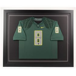 Marcus Mariota Signed Oregon Ducks 35x43 Custom Framed Jersey (Radtke COA)