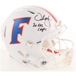 Urban Meyer Signed Florida Gators Full-Size Authentic On-Field Speed Helmet Inscribed "2x NTL Champs