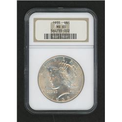 1935 $1 Peace Silver Dollar (NGC MS 65)
