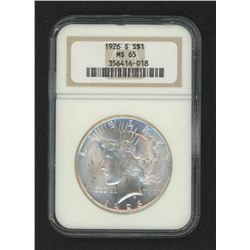 1926-S $1 Peace Silver Dollar (NGC MS 65)