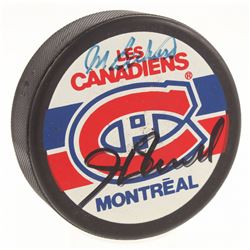 Maurice Richard  Henri Richard Signed Montreal Canadiens Logo Hockey Puck (JSA LOA)