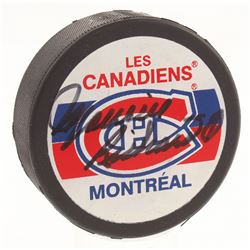 Maurice Richard Signed Montreal Canadiens Logo Hockey Puck (JSA COA)