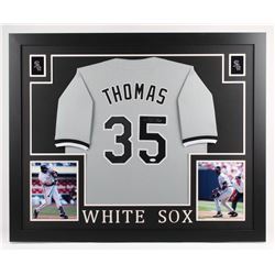 Frank Thomas Signed Chicago White Sox 35x43 Custom Framed Jersey (JSA COA)