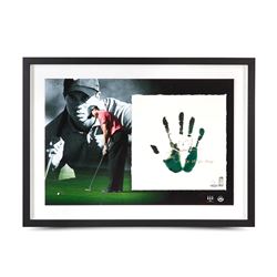 Tiger Woods Signed 20x28 Custom Framed Tegata Lithograph Display Inscribed "08 U.S. Open Champ" (UDA