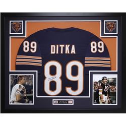 Mike Ditka Signed Chicago Bears 35x43 Custom Framed Jersey Display (JSA COA)
