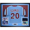 Image 1 : Mike Schmidt Signed Philadelphia Phillies 35x43 Custom Framed Jersey Display Inscribed "HOF 95" (Fan