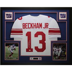 Odell Beckham Jr. Signed New York Giants 35x43 Custom Framed Jersey Display (JSA COA)