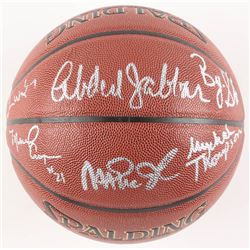 Los Angeles Lakers Showtime NBA Basketball Team-Signed by (6) with Magic Johnson, Kareem Abdul-Jabba