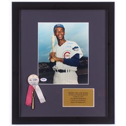 Ernie Banks Signed Chicago Cubs 16x19 Custom Framed Photo with Pin (PSA COA)