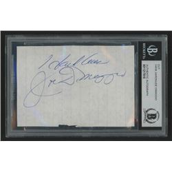 Hank Aaron  Joe Dimaggio Signed 2.5x3.75 Cut (BGS Encapsulated)