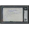 Image 1 : Hank Aaron  Joe Dimaggio Signed 2.5x3.75 Cut (BGS Encapsulated)