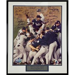 1998 New York Yankees Team Signed 16x20 Custom Framed Display By (25) with Mariano Rivera, Mike Stan