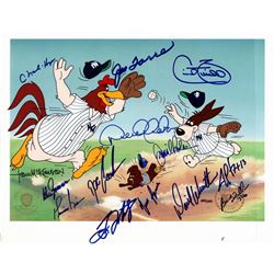 AP Warner Bros. 1996 New York Yankees 10.5x13.5 Animation Cel Signed By (12) with Derek Jeter, Maria