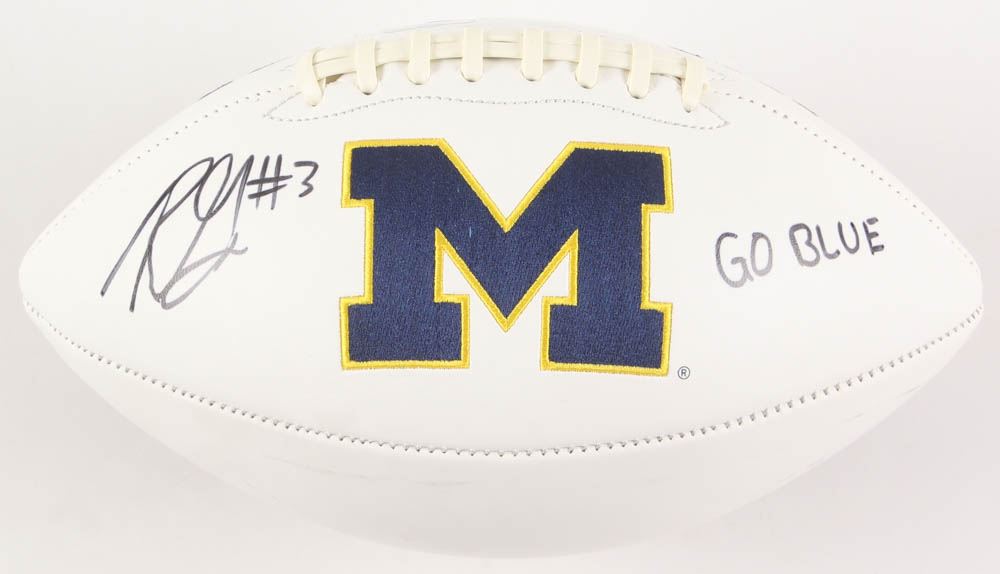 Rashan Gary Signed Michigan Wolverines Logo Football Inscribed Go Blue Radtke Coa