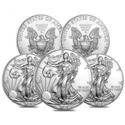 Lot of (5) 2018 $1 American Eagle Silver Dollar $1 Coins (Brilliant Uncirculated)
