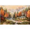 Image 2 : Thomas Kinkade Canvas Print Evening at Autumn Lake