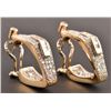 Image 2 : Pair 14kt Gold Two Tone Diamond Hoop Earrings