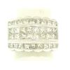 Image 1 : 18k White Gold Invisible Set 4.20 ctw Princess & Round Diamond Wide Band Ring