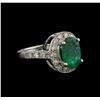 Image 1 : 2.93 ctw Emerald and Diamond Ring - 14KT White Gold