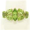 Image 1 : 10k Yellow Gold 4.0 ctw Oval & Marquise Cut Lime Green Peridot Cluster Band Ring