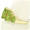 Image 2 : 10k Yellow Gold 4.0 ctw Oval & Marquise Cut Lime Green Peridot Cluster Band Ring