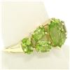 Image 3 : 10k Yellow Gold 4.0 ctw Oval & Marquise Cut Lime Green Peridot Cluster Band Ring