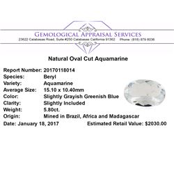 5.80 ct.Natural Oval Cut Aquamarine