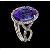 Image 4 : 10.85 ctw Tanzanite and Diamond Ring - 14KT White Gold