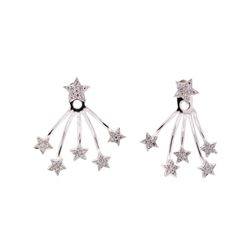 0.20 ctw Diamond Star Motif Stud Earrings and Earring Jackets - 14KT White Gold