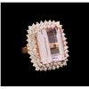 Image 1 : 18.09 ctw Kunzite and Diamond Ring - 14KT Rose Gold