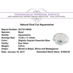 5.07 ct.Natural Oval Cut Aquamarine