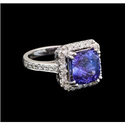 14KT White Gold 4.25 ctw Tanzanite and Diamond Ring