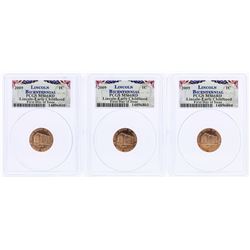 Lot of (3) 2009 Bicentennial Lincoln Cent Coins PCGS MS66RD First Day of Issue