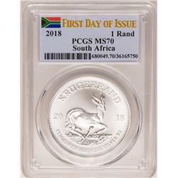 2018 South Africa Krugerrand Silver Coin PCGS MS70 First Issue