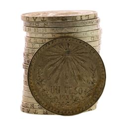 Roll of (20) Brilliant Uncirculated 1932-1934 Mexico Un Peso Silver Coins