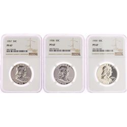 Lot of 1957-1959 Franklin Half Dollar Coins NGC PF67