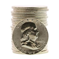 Roll of (20) Brilliant Uncirculated 1958 Franklin Half Dollar Coins