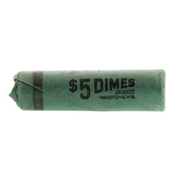 Roll of (50) Brilliant Uncirculated 1956-D Roosevelt Dime Coins